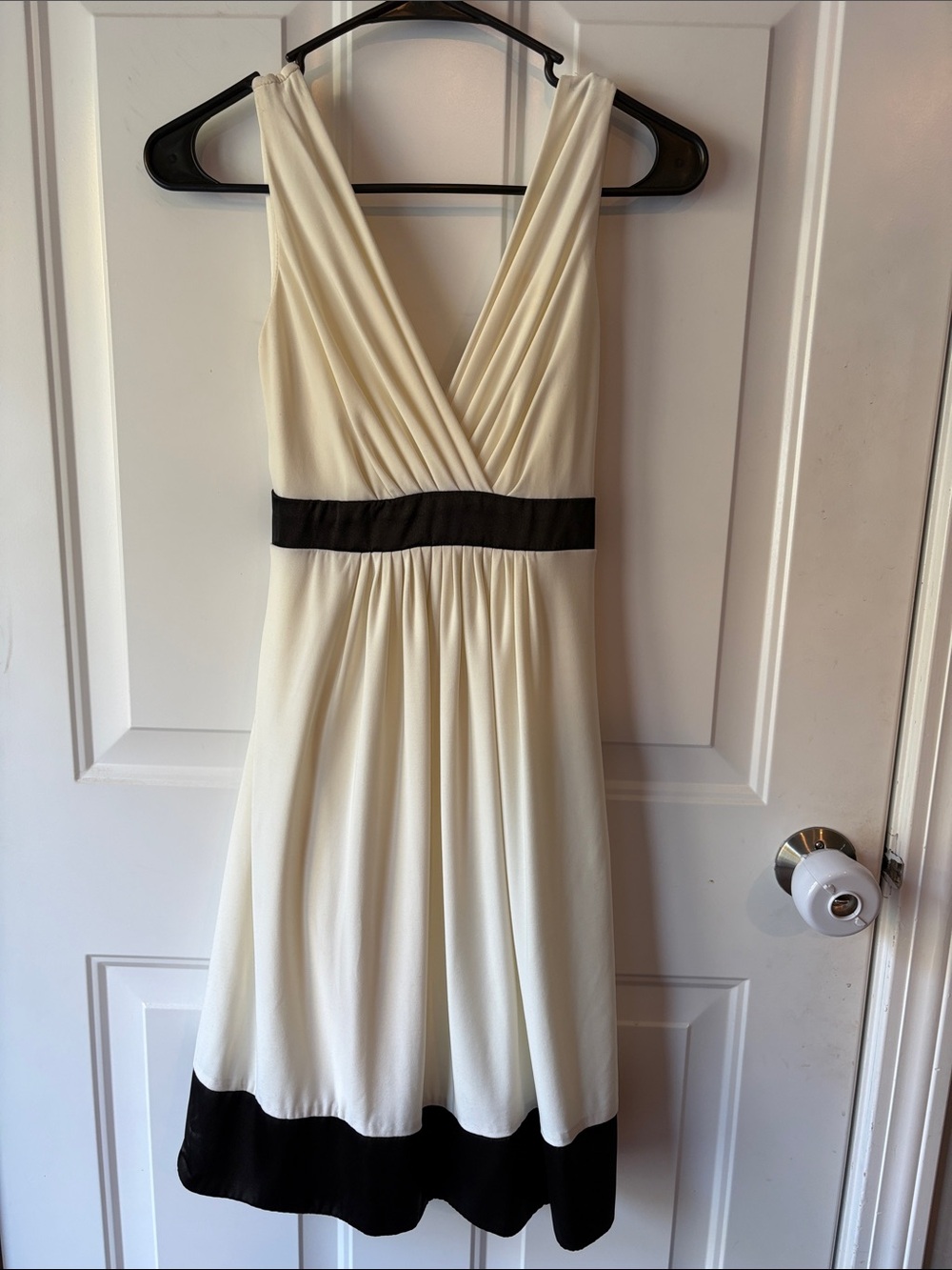 B Darlin Ivory Dress with Black Waistband & Hem